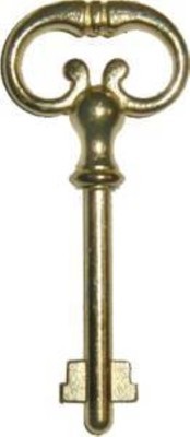 Brass Plated Key for Roll Top Desk Lock - Polished Skeleton Antique