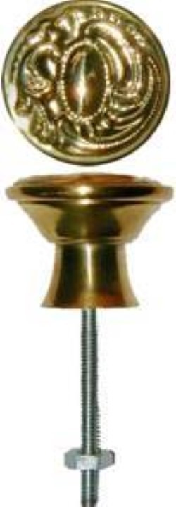Victorian Style Hollow Stamped Round Brass KNOB - 1-1/16" diameter