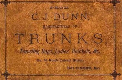 C.J. Dunn - Maker Label steamer trunk chest sticker decal interior print antique vintage old sign