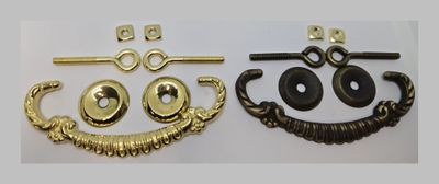 Polished Cast Brass Victorian Style BAIL PULL drop handle knob antique retro vintage fancy decorative desk drawer dresser cabinet