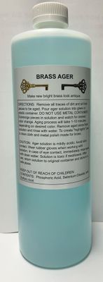 32oz (Ounce) - Brass Ager Darkening Solution antique vintage old metal ager patina copper tin bronze dull