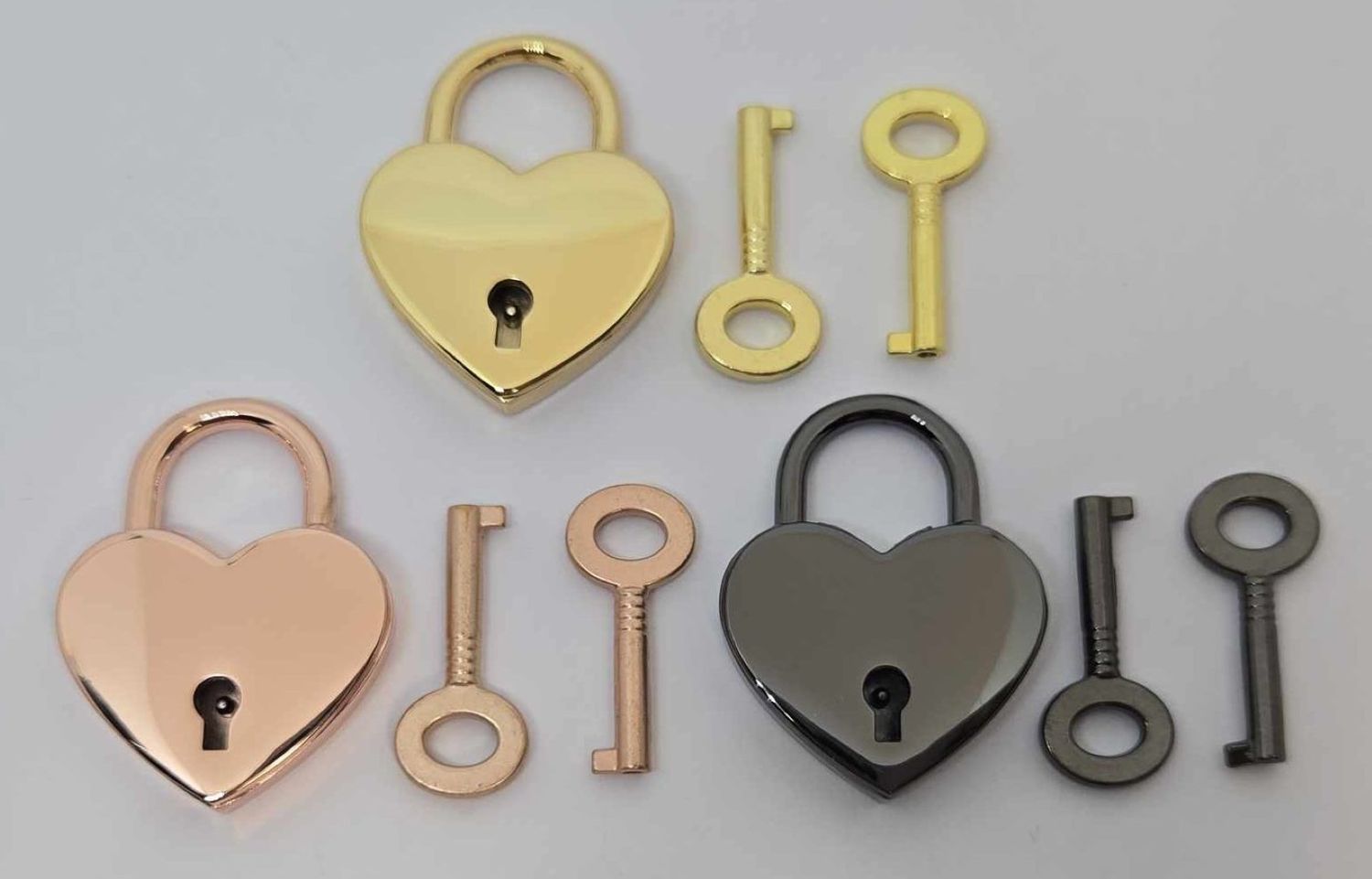 1-1/4" LARGE Heart Padlock shiny fancy decoration fancy keys jewelry box pouch small purse diary antique rose gold gun metal nickel brass clasp
