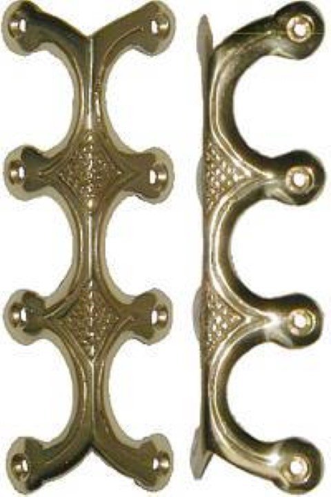 Solid Brass Quadruple (4) Legged Trunk Edge Clamp antique chest steamer vintage old edge elbow decorative