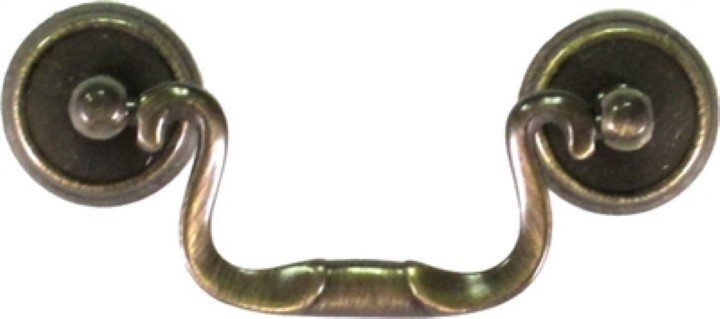 ANTIQUED BRASS QUEEN ANNE BAIL PULL - 2-1/2" CC