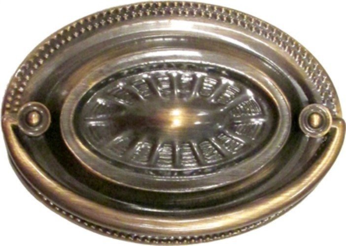 ANTIQUED BRASS HEPPLEWHITE OVAL PULL - 3" CTC