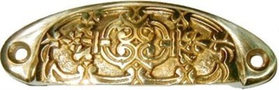 (Limited Stock) - Cast brass bin pull Victorian handle knob fancy antique decorative