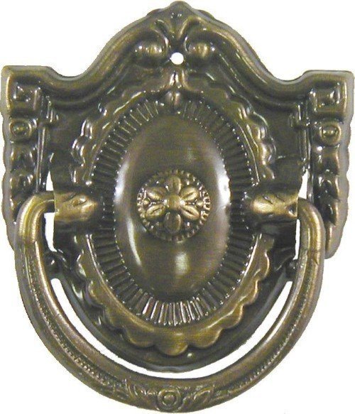 DEPRESSION ERA Antiqued Stamped Brass Single Post Pull