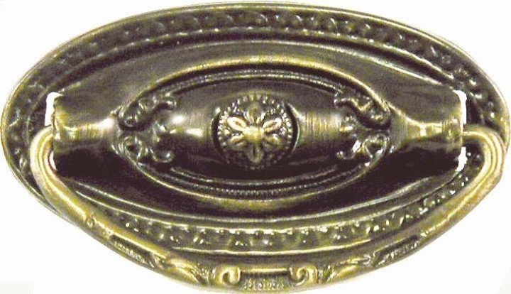 Depression Era Single Post Pull - Antiqued Brass