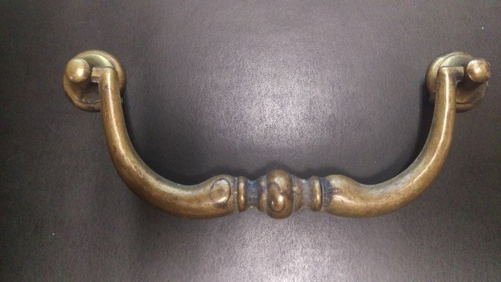 (LIMITED STOCK) -- Antique Brass Bail Pulls - Vintage Antique Patina Large 5" Center