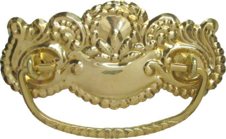 Victorian Style Stamped Brass Drawer Pull