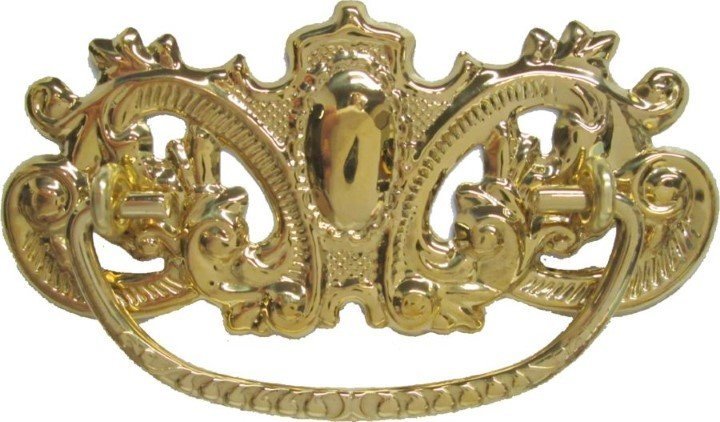 Victorian Style Stamped Brass Drawer Pull