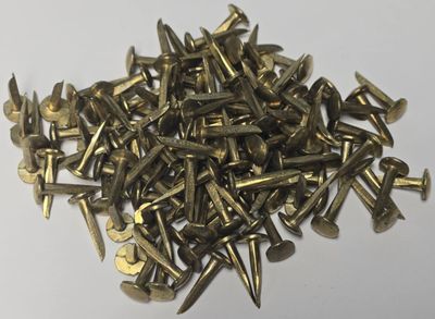 Antique Brass Tack Nails 1/2 - 5/8 - 3/4 Inch trunk chest steamer antique vintage old tacks retro rustic patina new old stock
