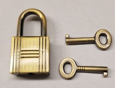 Brushed Antique Brass Small Steel PadLock With Keys 18MM doll bike jewelry box