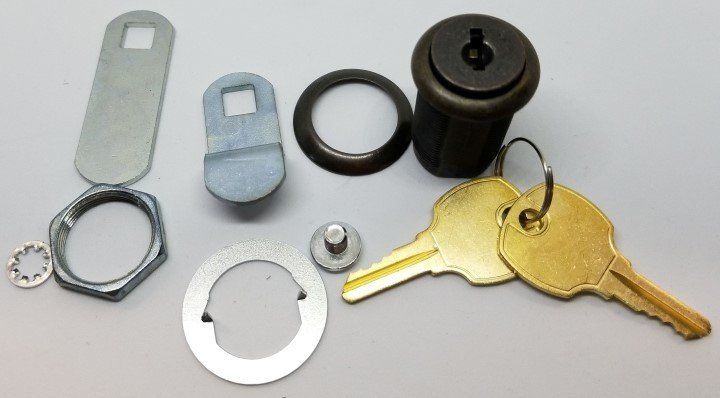 Antique Brass Cam Lock Straight & Off Set 3/4" Diameter 5 Disc Tumbler With Keys door desk trunk