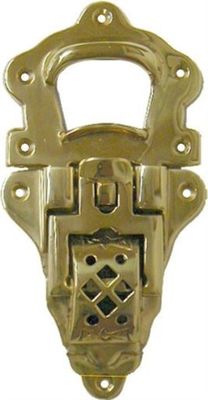 (LIMITED STOCK) -- Large Trunk Drawbolt - Solid Brass FANCY DECORATIVE BIG antique vintage retro rustic mid century modern