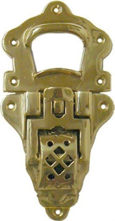 (LIMITED STOCK) -- Large Trunk Drawbolt - Solid Brass FANCY DECORATIVE BIG antique vintage retro rustic mid century modern