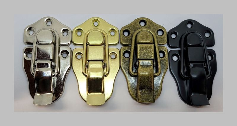 3-1/4" Steel Drawbolt Antique Brass Nickel Steel Black lock latch fastener trunk vintage old cupboard drawer box