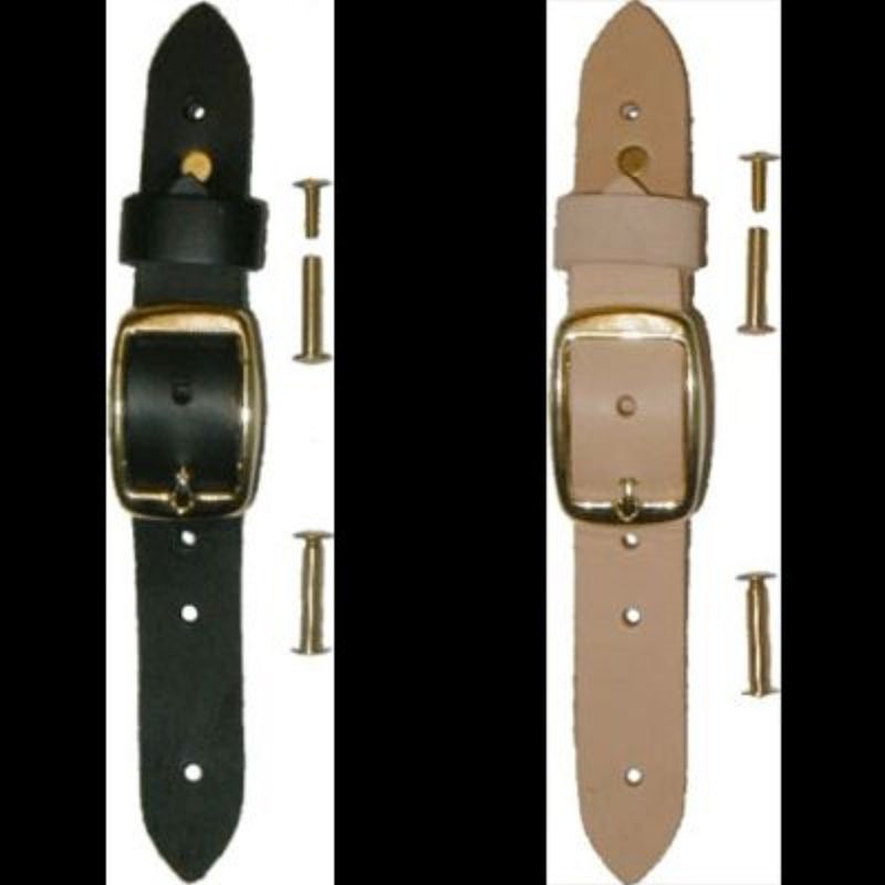 Short 8" Buckle Assembly - Black Natural Leather Brass Strap chest steamer antique vintage old new handle steamer belt box retro decorative fancy lid