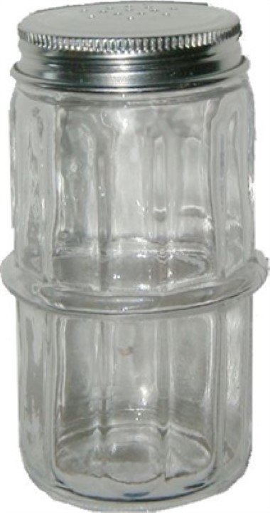 (LIMITED STOCK) -- COLONIAL Hoosier Spice Jar - Clear Glass rack, shaker, vintage, antique