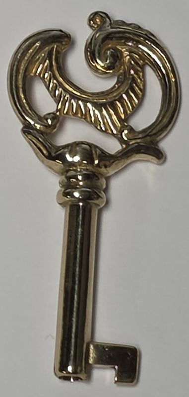 Ornate Solid Cast Brass Key Polished Skeleton Antique retro desk cabinet hope chest box jewelry vintage tiny rustic