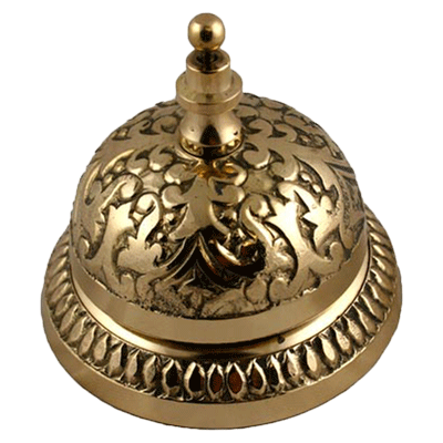 Cast Solid Brass Desk Bell  service shop business attention customer alert Victorian Style Antique vintage retro fancy decorative filagree engraved counter