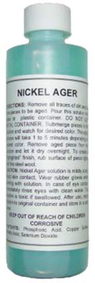 NICKEL AGER - 8oz. (ounce) Darkening Solution metal patina, antique vintage old dull