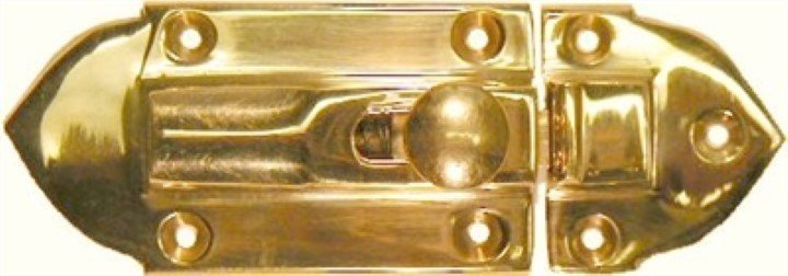 (LIMITED STOCK) - Polished Cast Brass Cabinet Latch antique vintage fancy gold steam