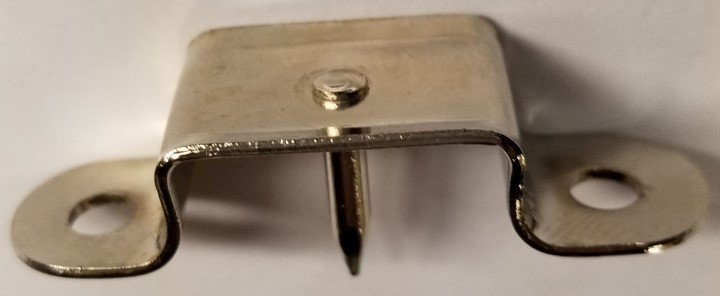 Nickel Plated Stamped Steel Small Trunk Handle Loop With Pin - chest steamer vintage antique