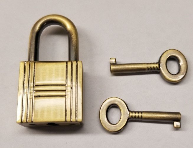 Brushed Antique Brass Small Steel PadLock With Keys 18MM doll bike jewelry box