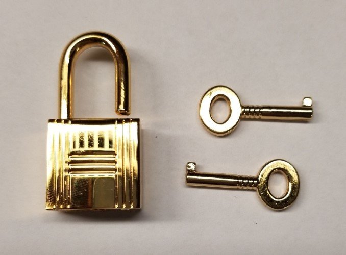 Bright Brass (gold) Small Steel PadLock With Keys 18MM doll bike jewelry box