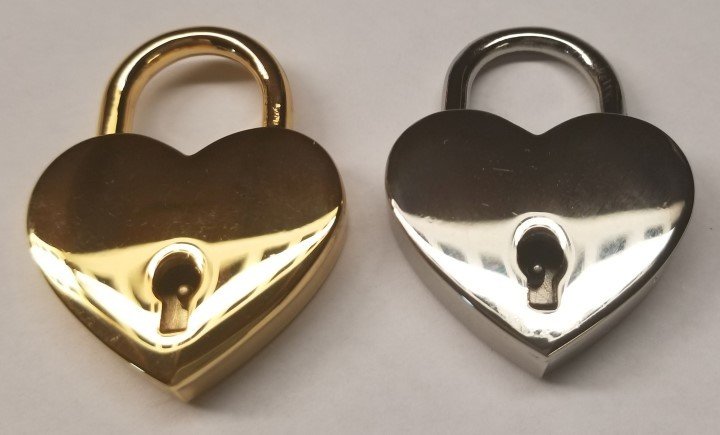 Heart Nickel Plated Chrome Pad Lock shine fancy keys jewelry box pouch small 