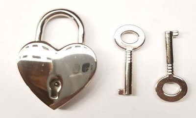 Heart Nickel Plated Chrome Pad Lock shine fancy keys jewelry box pouch small