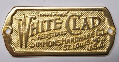 Polished Brass - Cast White Clad Ice Box Name Plate nameplate refrigerator Simmons