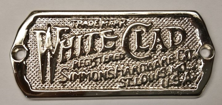 Cast Polished Nickel White Clad Ice Box Name plate nameplate refrigerator antique vintage