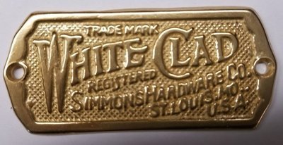 Lacquered Brass - Cast White Clad Ice Box Name Plate nameplate refrigerator Simmons