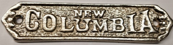 Nickel New Columbia Cast Brass Ice box Name plate antique vintage old retro