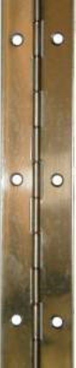 Brass Plated Steel Continuous Hinge 1.25" by 6' - 1-1/4" x 72" long piano chest trunk steamer antique