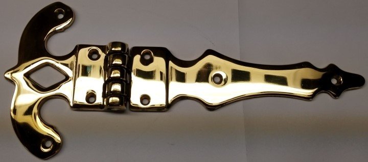 Large Cast Polish Brass Strap Hinge 11 by 5" Heavy Duty Refrigerators Icebox door gate Fancy