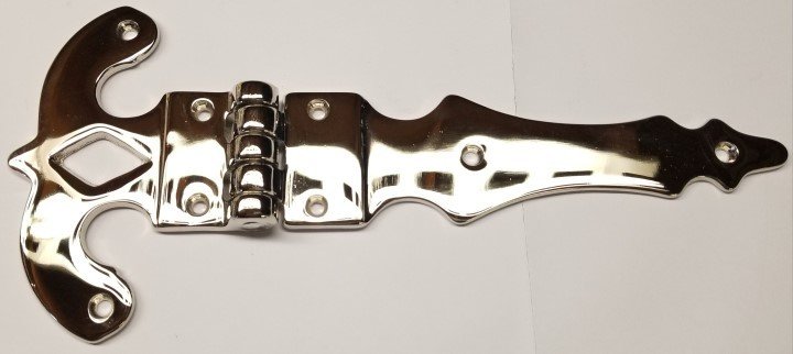 Large Cast Polish Nickel Strap Hinge 11 by 5" Heavy Duty Refrigerators Icebox door gate Fancy