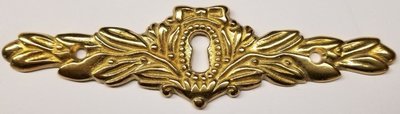 Cast Brass Victorian Style Keyhole cover desk drawer long horizontal antique vintage