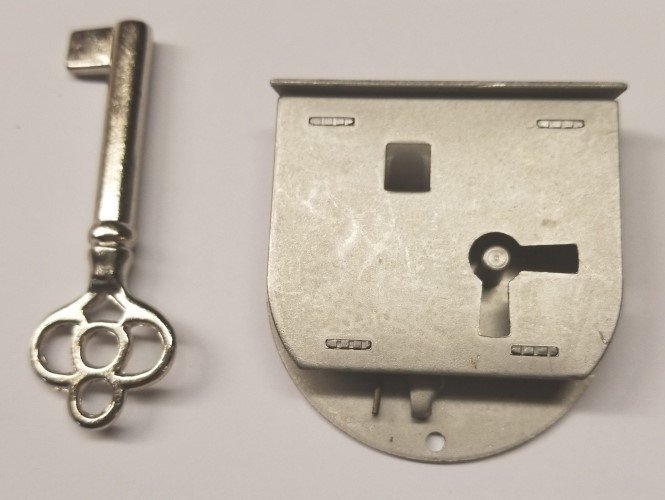 Medium LEFT HAND Half Mortise lock key Drawer cabinet door clock antique retro vintage old