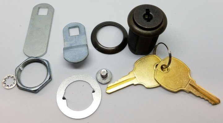 Antique Brass Cam Lock Straight & Off Set 3/4" Diameter 5 Disc Tumbler With Keys door desk trunk
