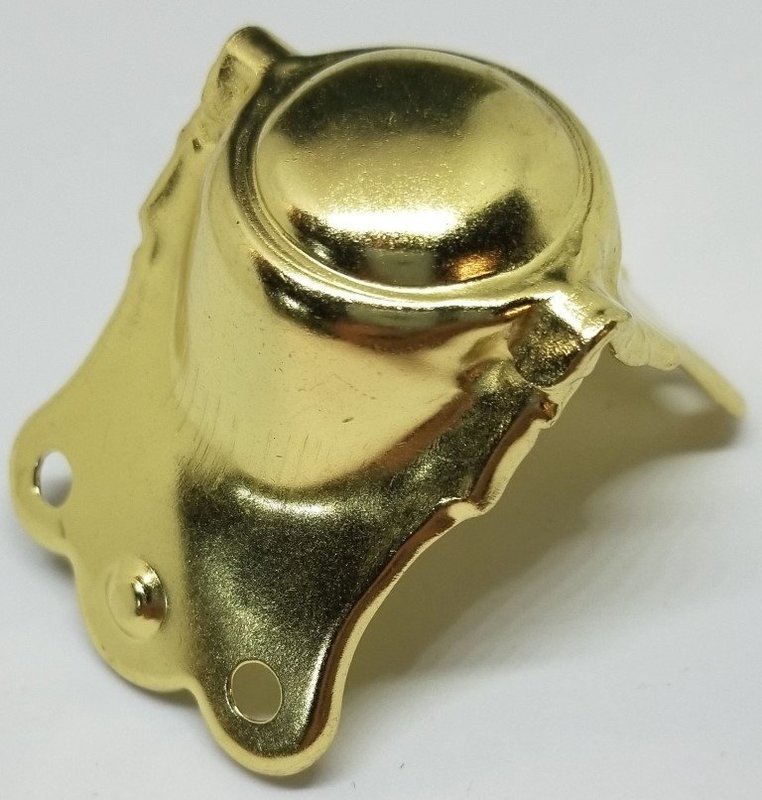 Brass Plated Stamped Steel Trunk Knee Clamp antique chest steamer vintage old edge elbow decorative cap cover box antique vintage retro old mid century modern rolling luggage bags cases cart skates