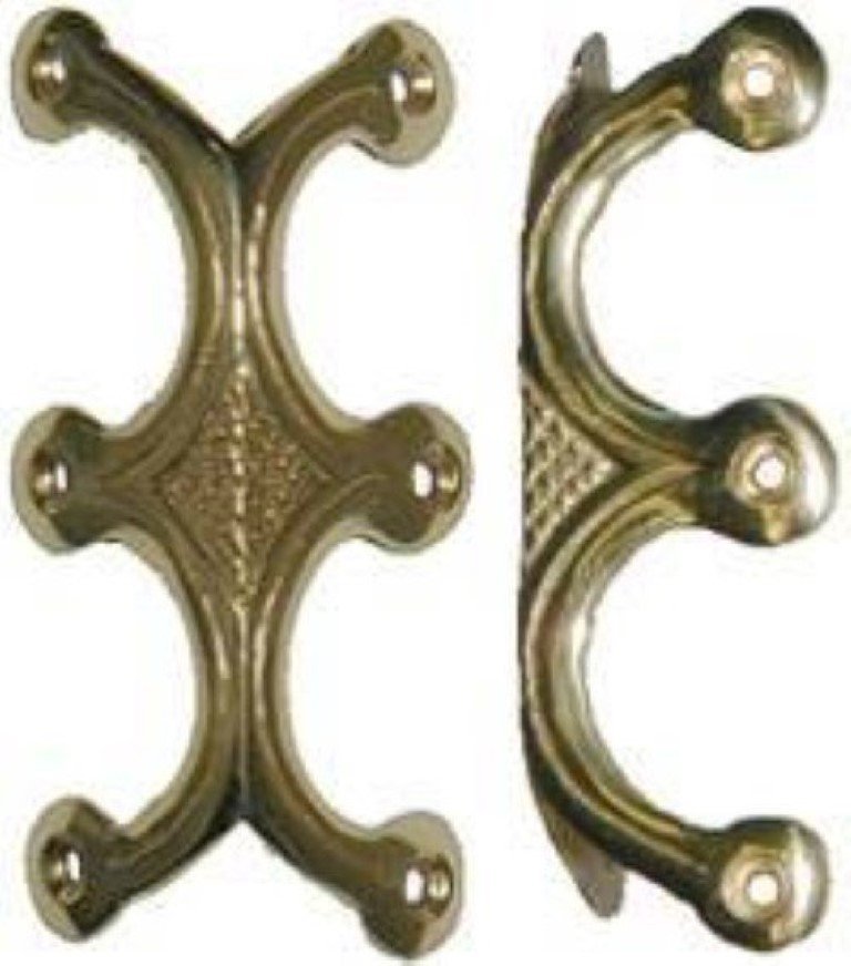 Solid Brass Triple (3) Legged Trunk Edge Clamp antique chest steamer vintage old edge elbow decorative