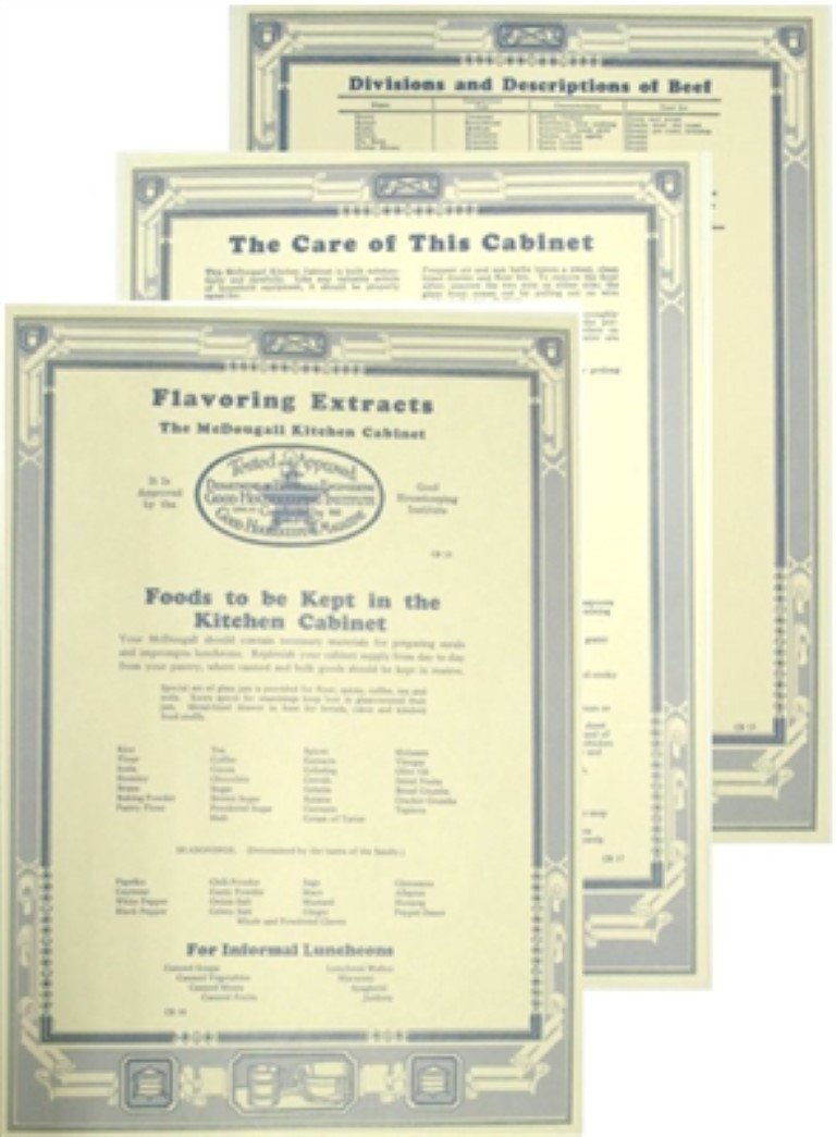 McDougall Door Cards - Hoosier Sellers cabinet info antique vintage old