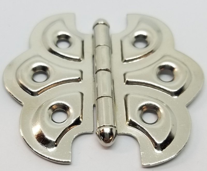 Nickel Plated Butterfly Hinge Steel shell design vintage antique old box restore small rustic