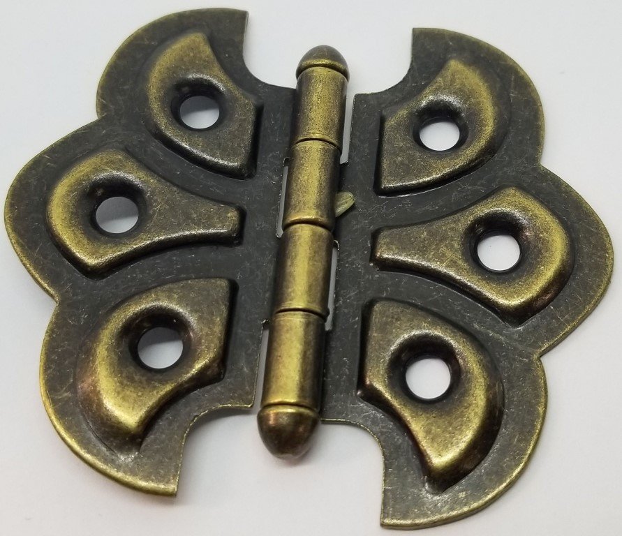 Antique Brass Plated Butterfly Hinge Steel shell design vintage antique old box restore small rustic