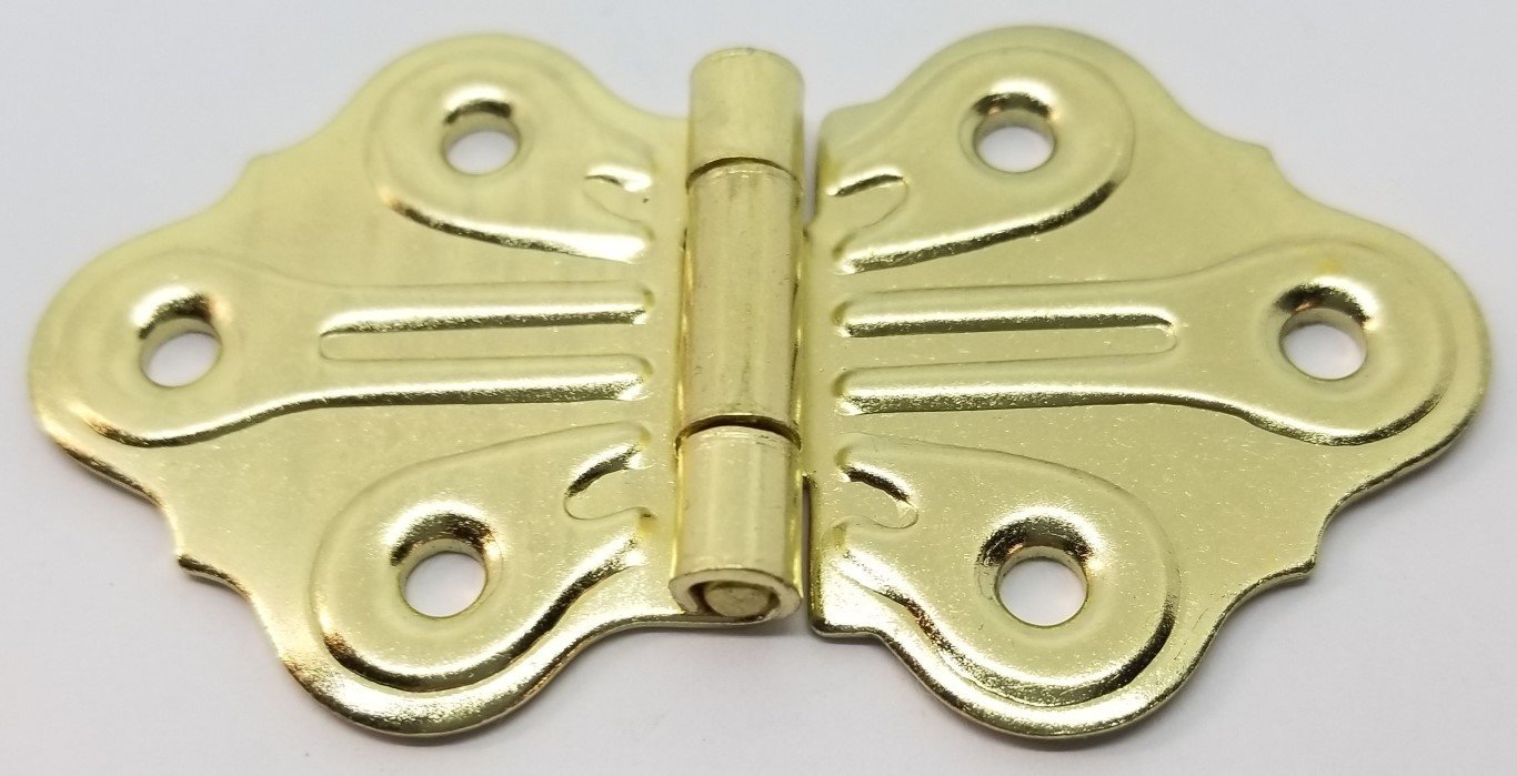 Brass Plated Wing Hinge Plated Steel, shell butterfly design vintage antique rustic small  doll house tiny