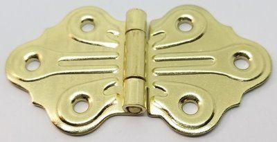 Brass Plated Wing Hinge Plated Steel, shell butterfly design vintage antique rustic small  doll house tiny