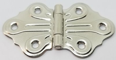 Nickel Plated Wing Hinge Plated Steel, shell butterfly design vintage antique rustic small doll house tiny